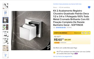 Kit Acabamento Registro Chuveiro Deca Softinox