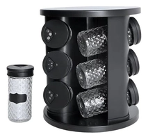 Porta Temperos Giratório com 9 Potes de Vidro