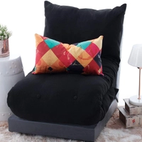 Futon Dobrável De Espuma Solteiro Preto + Capa De Almofada 30x50cm | R$124