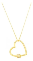 Colar Coração Cadeado com Zircônia Ouro 18k
