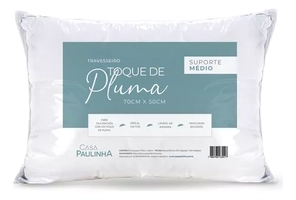 Travesseiro Toque Pluma 70x50 Médio Percal Algodão 180 Fios Cor Branco