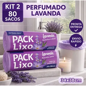 Kit 2 Packs Sacos Lixo Lavanda Anti Odor Reforçado