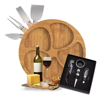 Kit Vinho 4 Peças + 4 Facas P Queijo + Petisqueira  Presente