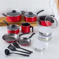 Conjunto de Panelas Antiaderente Vermelho 10 Peças + Cj Potes 3 Pçs - La Cuisine - R$179