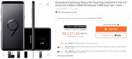 [R$1.699 Ame+CC Shoptime] Samsung Galaxy S9+ 128GB | R$1.999