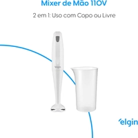 [ PRIME ] Mixer de Mão 200W Elgin Compacto e Leve, ergonômico e fácil de limpar Branco 110v