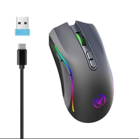 [Taxa inclusa / Moedas R$36] Mouse Gamer Sem Fio HXSJ T69 – Ergonômico, RGB, 2.4G, Portátil para PC e Laptop