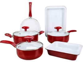 [Ame R$89] Jogo de Panelas 6 Peças Ceramic Chef Rosa Escuro - Classic Home
