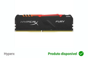 Memória HyperX Fury RGB, 8GB, 3000MHz, DDR4, CL15, Preto - R$278